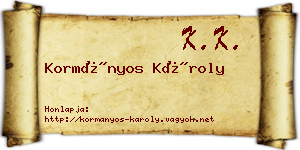 Kormányos Károly névjegykártya