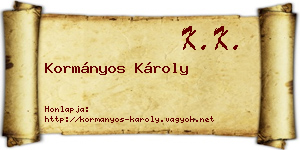 Kormányos Károly névjegykártya