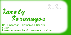 karoly kormanyos business card