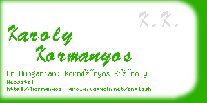 karoly kormanyos business card